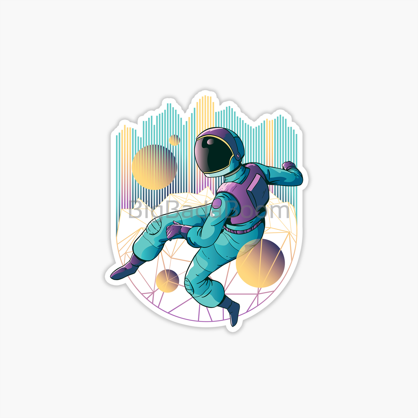 Astronaut Flying Sticker