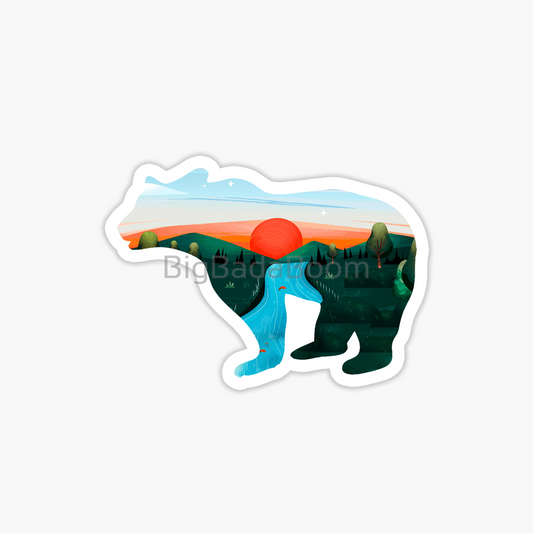 Bear Sunset Sticker