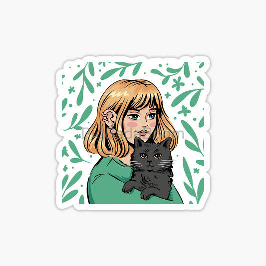 Blonde Girl Cat Sticker