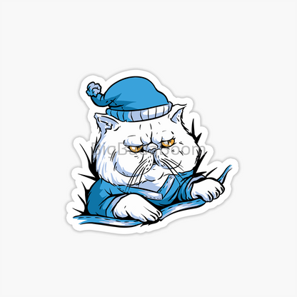 Blue Hat Cat Sticker