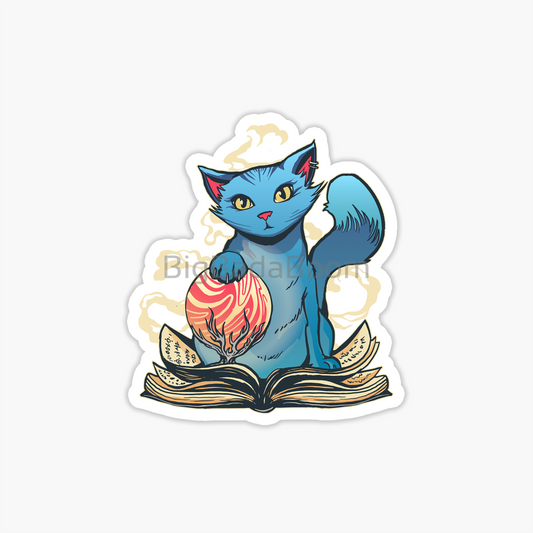 Blue Witch Cat Sticker