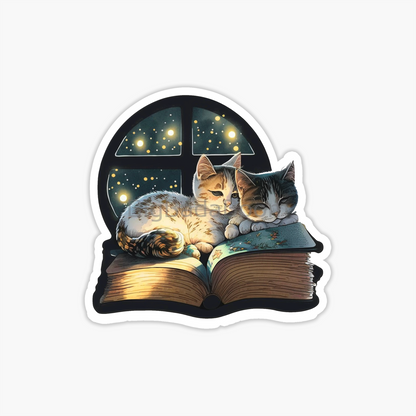 Books And Cat Sticker