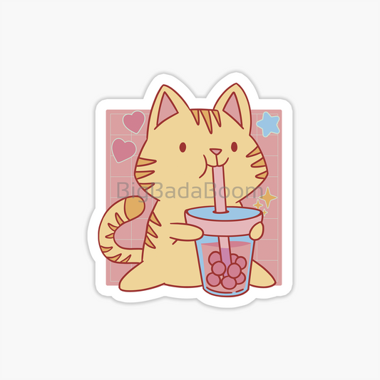 Cat Boba Tea Sticker