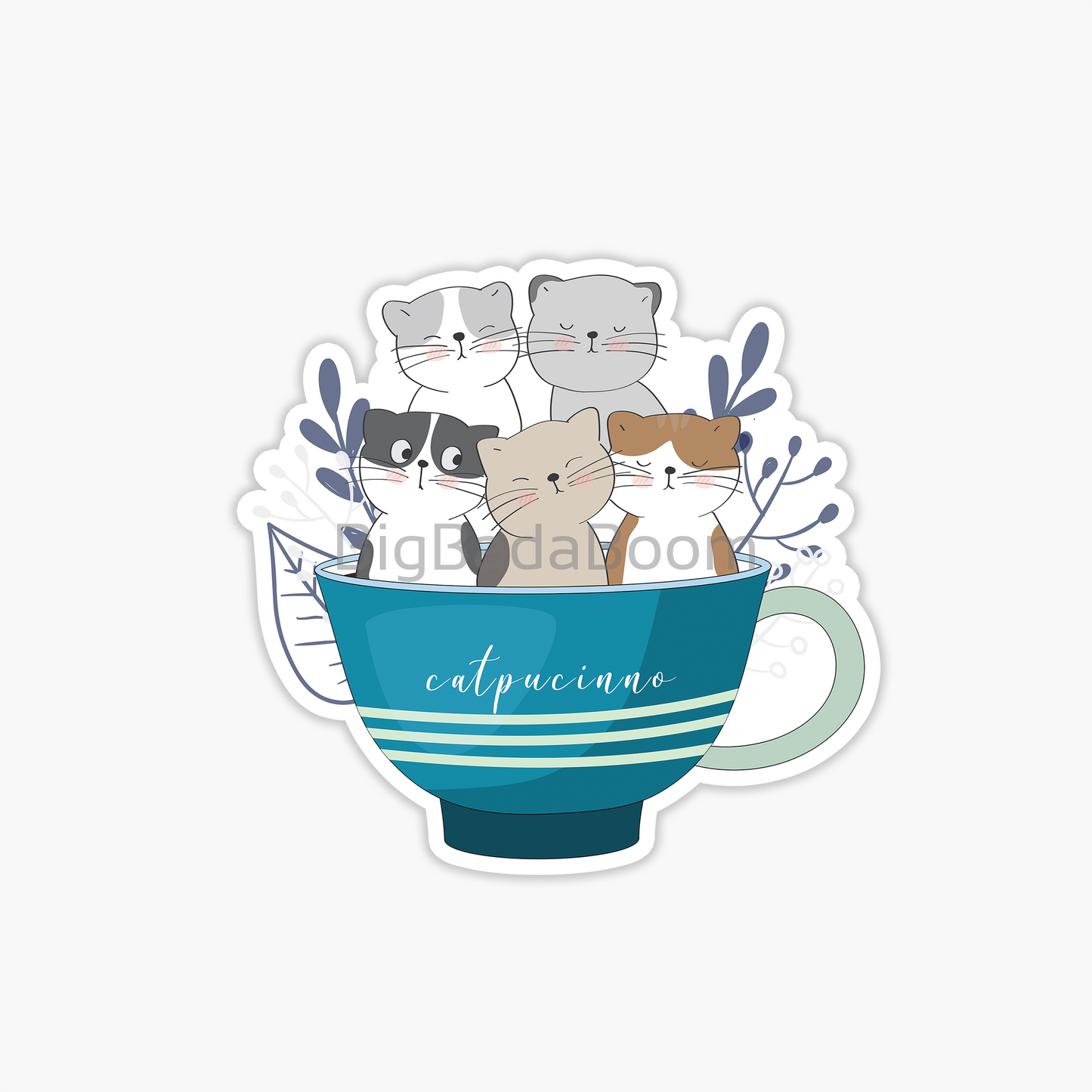 Cat Coffee Mug Sticker