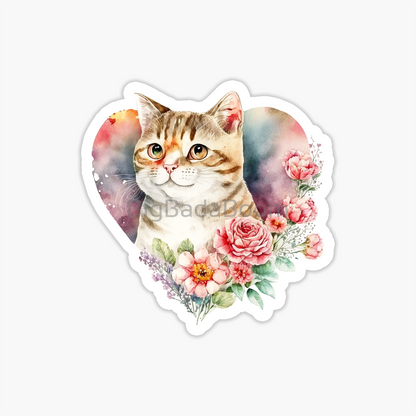 Cat Flowers Sticker