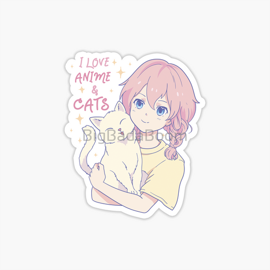 Cat Lover Anime Sticker