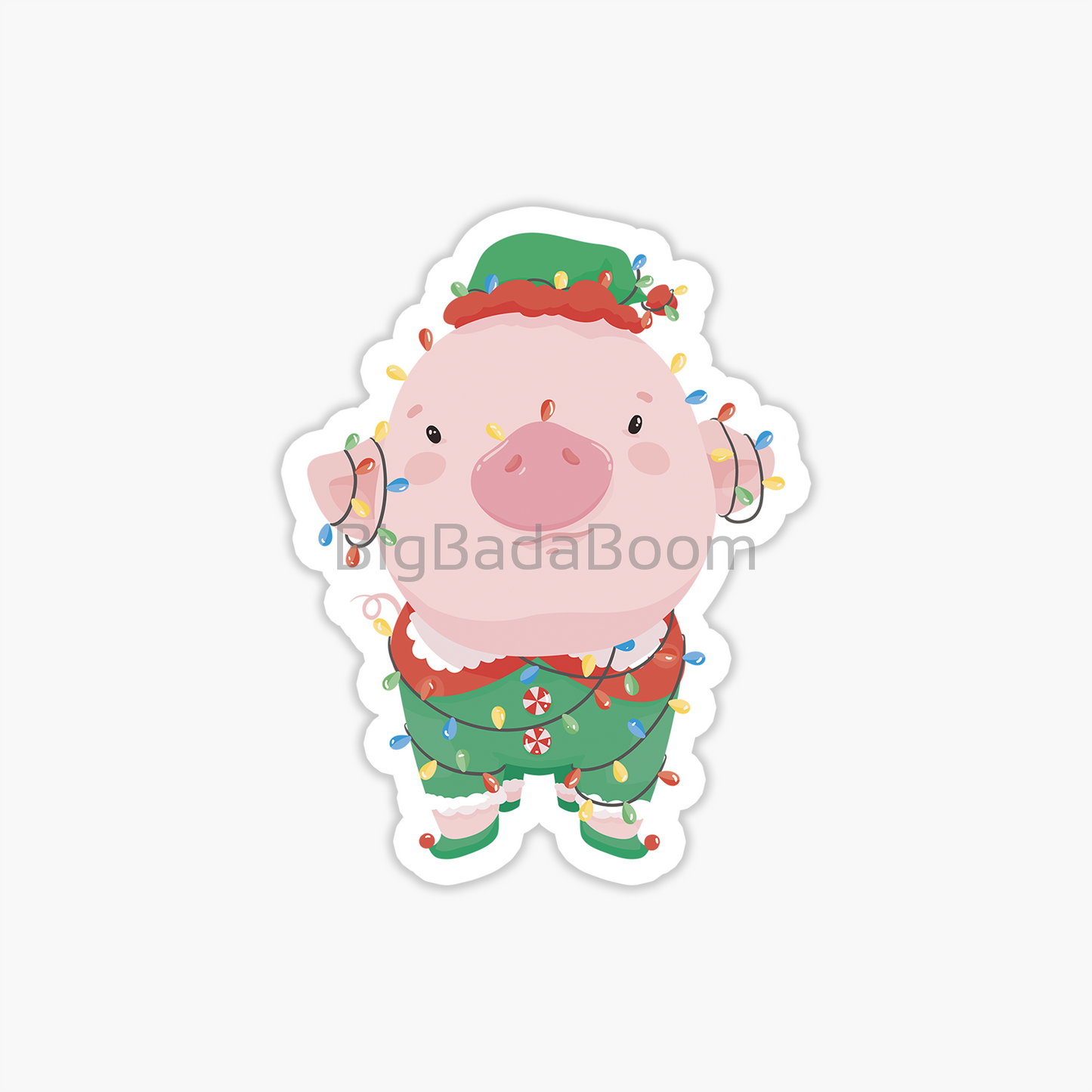 Christmas Lights Piggy Sticker