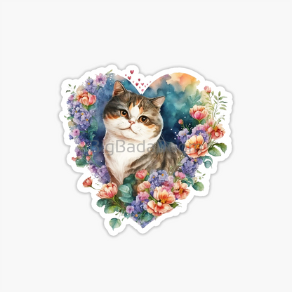 Floral Cat Sticker