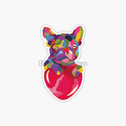 Frenchie Heart Sticker