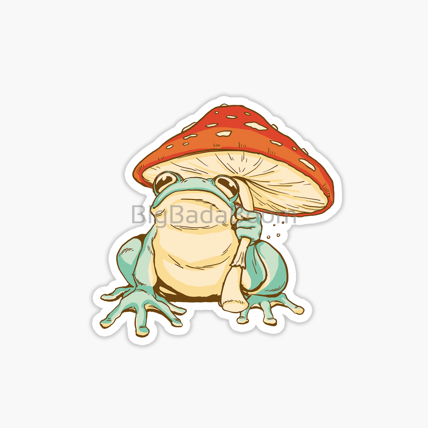 Frog Mushroom Umbrella Sticker