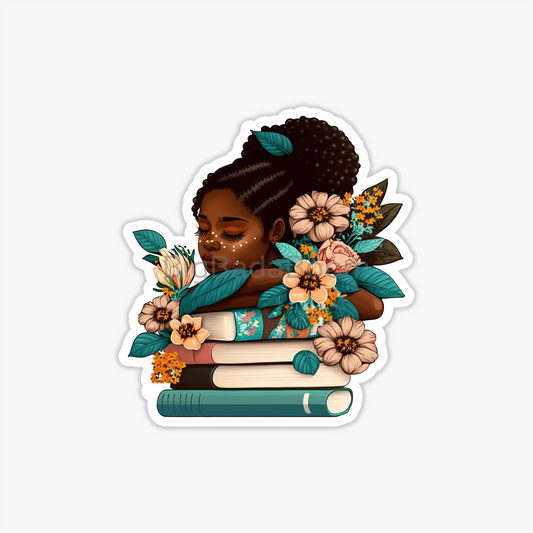 Girl With Books Sticker