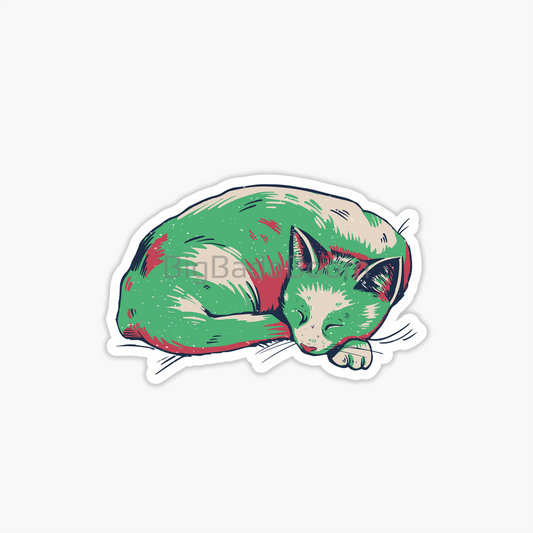 Green Cat Sticker