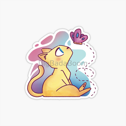 Kitten Butterfly Sticker