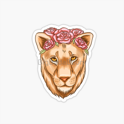 Lioness Rose Crown Sticker