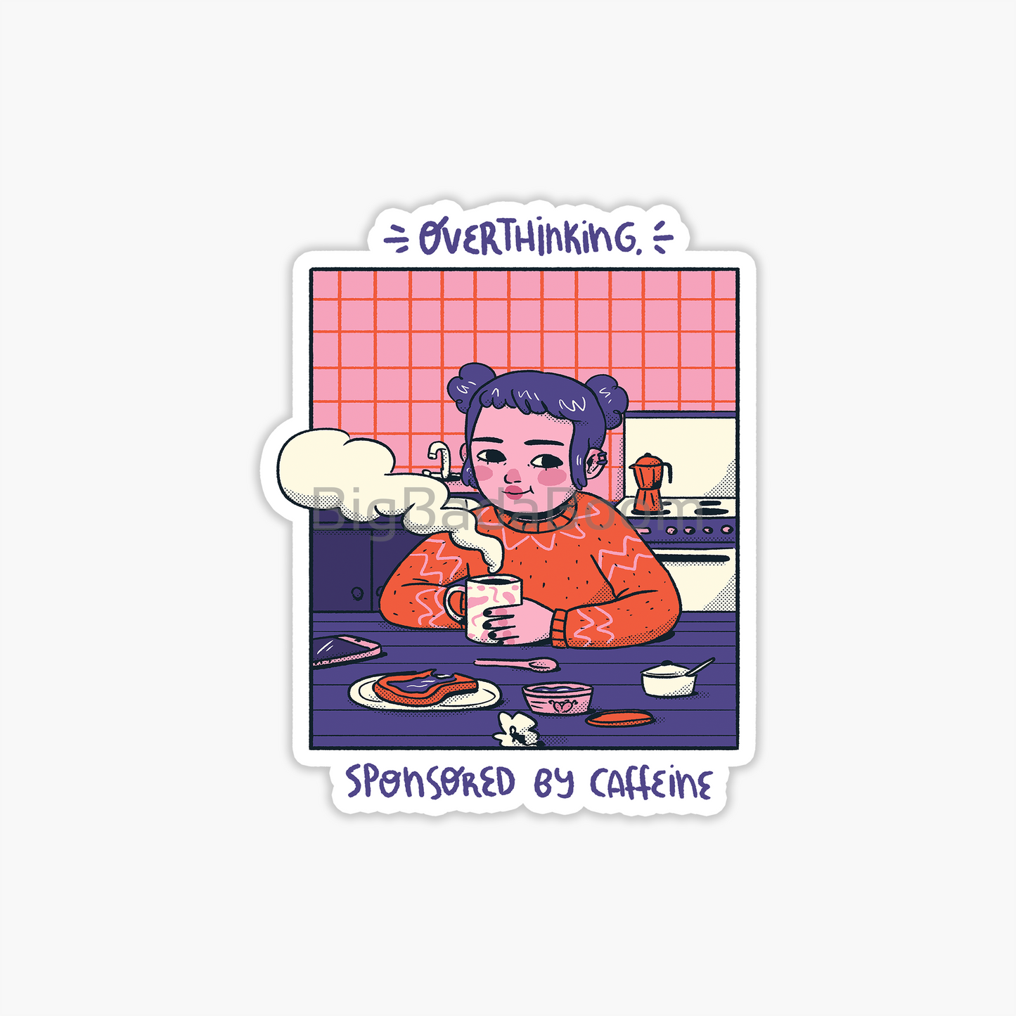 Overthinking Coffee Sticker