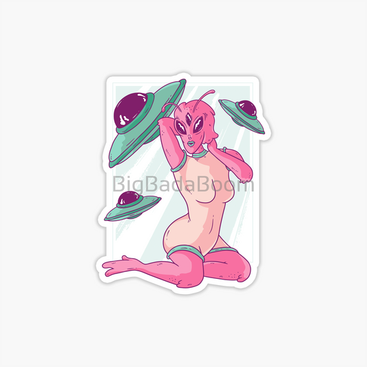 Pink Alien Sticker