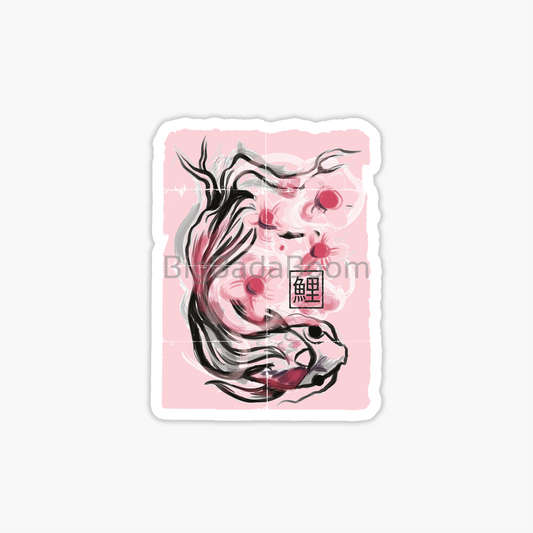 Pink Koi Fish Sticker