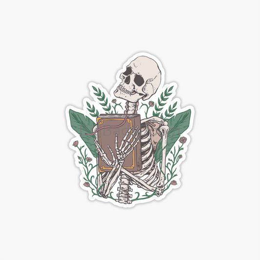 Skeleton Book Sticker