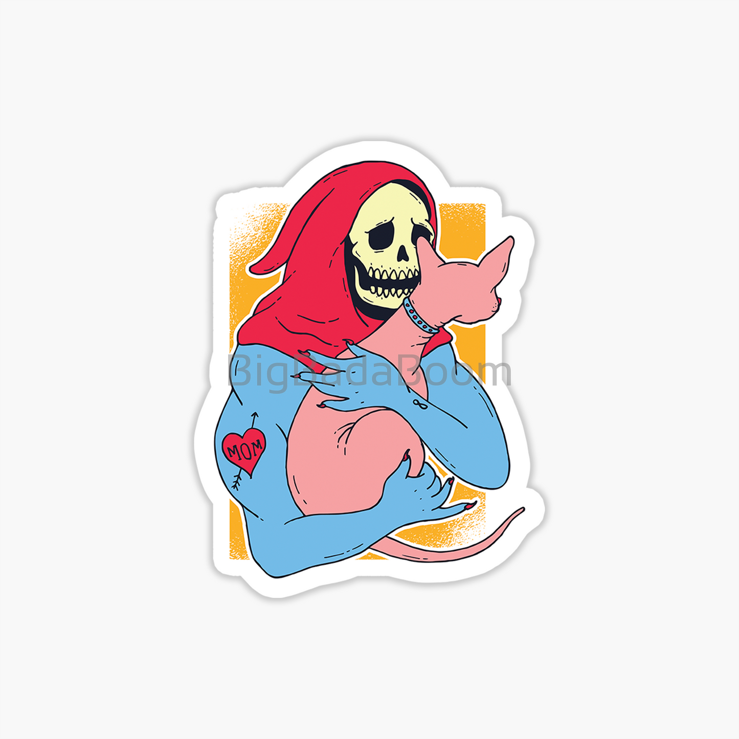 Skeleton With Cat Sticker