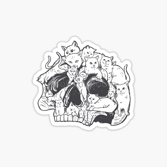 Skull And Cats Sticker