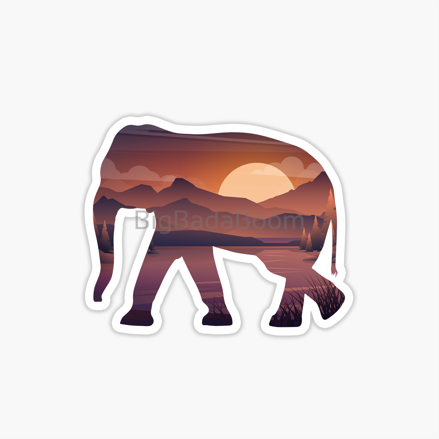 Sunset Elephant Sticker