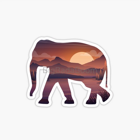 Sunset Elephant Sticker