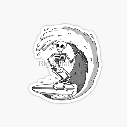 Surfer Skeleton Sticker