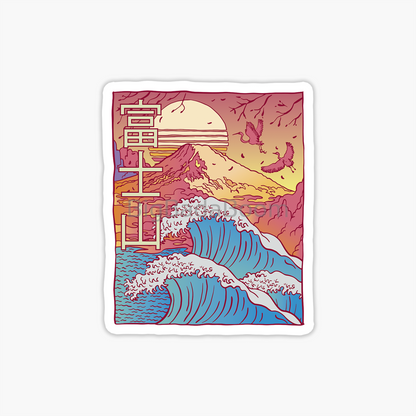 Waves Sunset Sticker