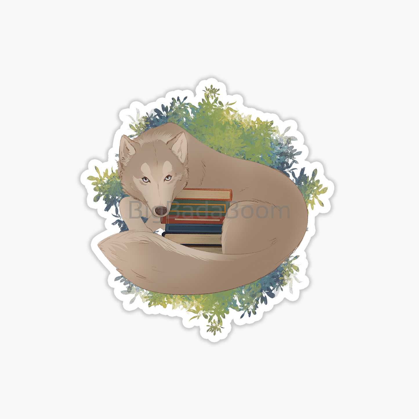 Wolf Book Lover Sticker