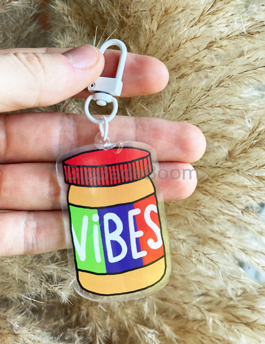 Double Sided Peanut Butter Vibes Acrylic Clear Keychain