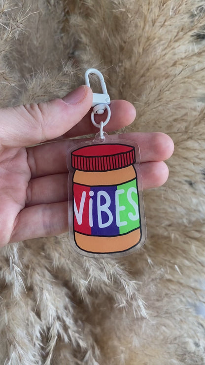 Double Sided Peanut Butter Vibes Acrylic Clear Keychain